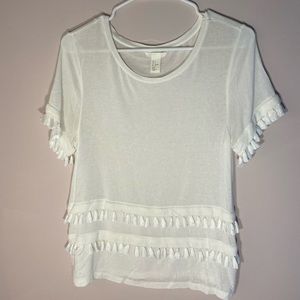 H&M White Tassel Tee